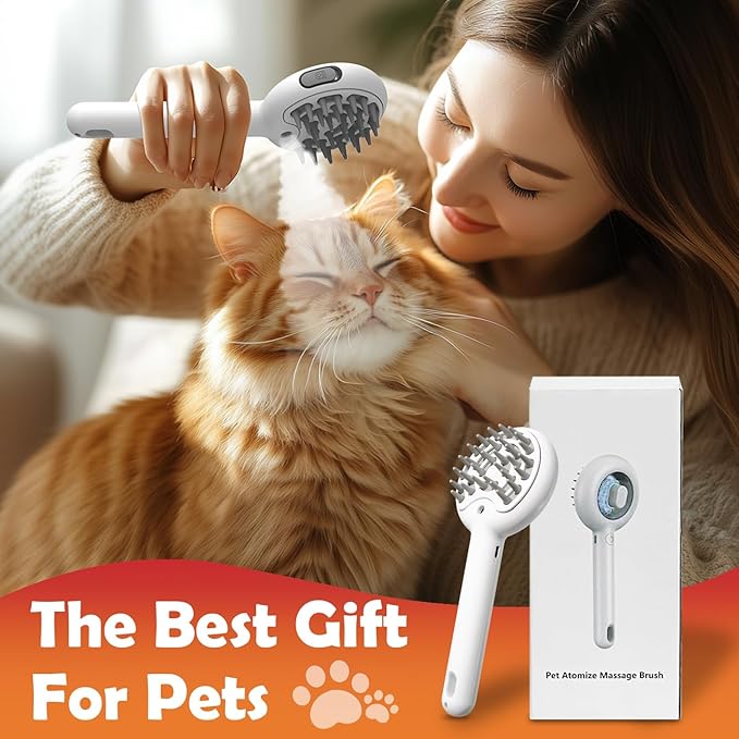 Cat Brushes for Indoor Cat, 6 in 1 Pet Steam Brush for Dog Cats Grooming Kit Supplies Hair Grooming for Long Short Hair Cats Dogs Massage & 2 Water Spray Modes Shedding Brush-Mewly Pet