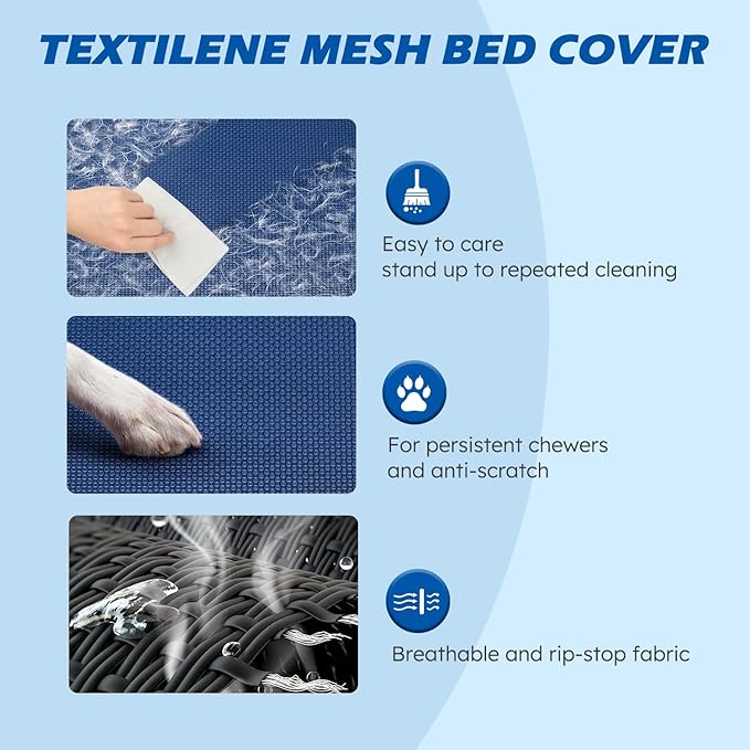 Heeyoo Elevated Dog Bed, Cooling Raised Pet Cot with Chew Proof Washable Breathable Mesh and Metal Frame, Portable Dog Cot Bed with No-Slip Feet for Outdoor or Indoor Use-Mewly Pet