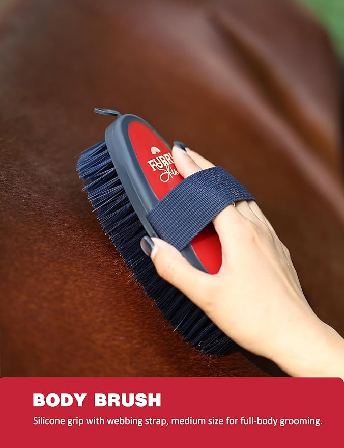 9PCS Horse Grooming Kit Curry Comb Sweat Scraper Horse Bathing Supplies Grooming Tools with Storage Bag Shadowberry-Mewly Pet