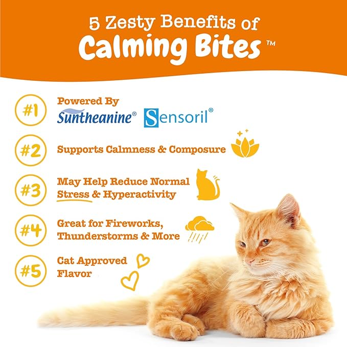 Zesty Paws Calming Chews for Cats - Composure & Relaxation for Everyday Stress & Separation - with Ashwagandha, Organic Chamomile, L-Theanine & L-Tryptophan – Bacon - 60 Count - Cat-Mewly Pet