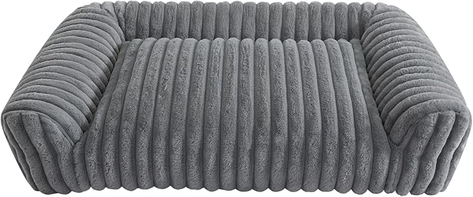 Arlee Saddle Sofa Memory Foam Pet Bed, Comfortable & Washable, Ideal for Dogs and Puppies, Extra Comfort, Couch Design, Crate & Kennel Furniture, Pet Supplies & Essentials, Grey, Large-Mewly Pet