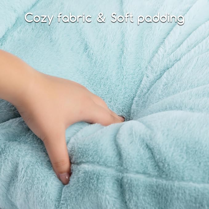 Hollypet Fluffy Plush Pet Cat Couch Sofa Soft Calming Pet Dog Sofa Beds for Medium Small Cats and Dogs, Mint Green-Mewly Pet