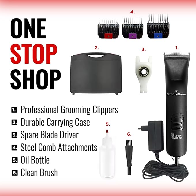 Premium Dog Clippers for Grooming, High-Performance 2-Speed Corded Shears, Quiet and Reliable Dog Grooming Kit-Mewly Pet