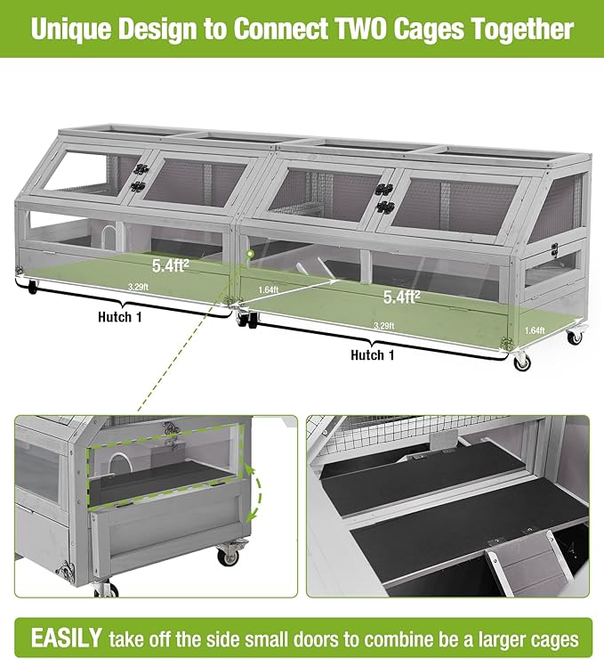 GUTINNEEN Guinea Pig Cage, Hamster Cage with Chew-Proof Aluminum Edges & Leak-Proof PVC Layer, Small Animal Cage with 4-Wheel Design, Acrylic/Mesh Panels for Ferrets, Rats-Mewly Pet