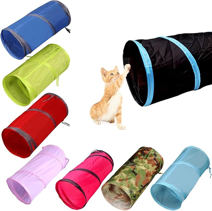 iCAGY Foldable Spiral Cat Tunnel - Ideal Indoor Toy for Small Cats, Kittens, and Rabbits - Collapsible Tube for Interactive Play and Outdoor Fun - Pet Activity Toy Black 20" 3 Pcs-Mewly Pet