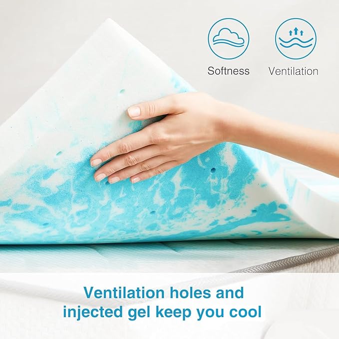 Mattress Topper, Queen Size Cooling Memory Foam Bed Toppers, 3 Inch Soft Mattress Pads for Sleeper Sofa, RV, Camper, CertiPUR-US Certified
