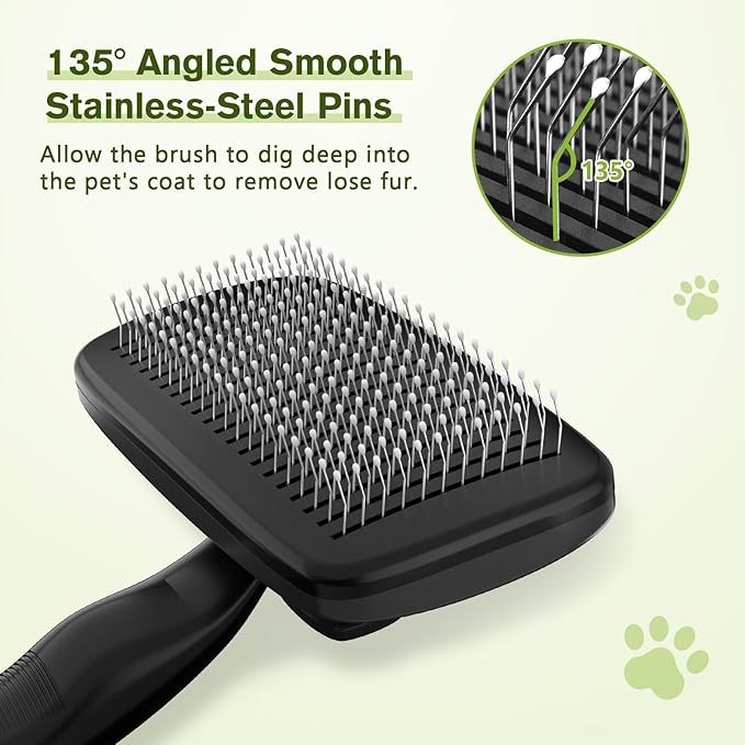 Pecute Self-Cleaning Slicker Brush for Dogs, Cats, Lightweight Dog Brush for Shedding Massaging Grooming, Cat Brush Gently Removes Loose Fur Undercoat for Small Dogs Cats Rabbits of All Hair Types-Mewly Pet