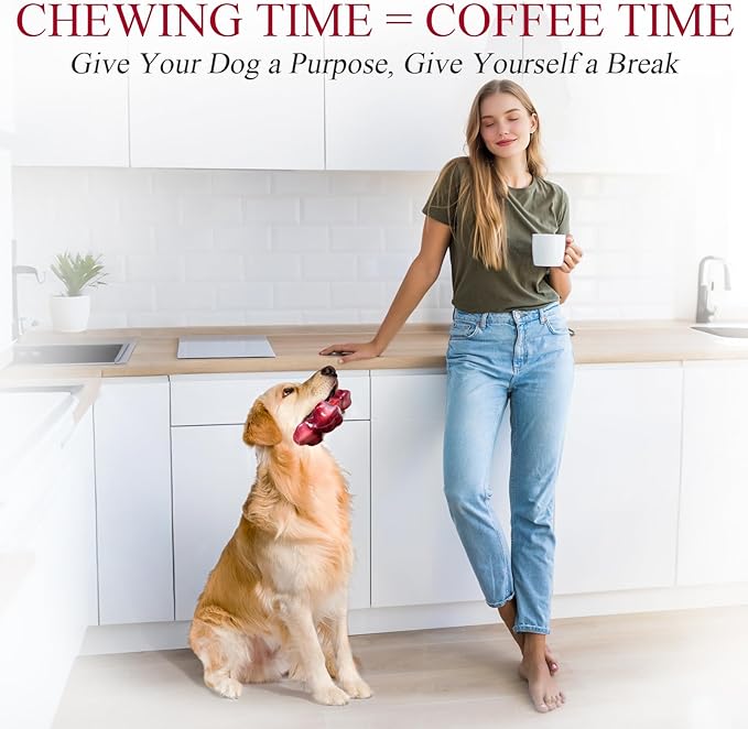 Apasiri Tough Dog Toys for Aggressive Chewers Large Breed, 2-Pack Dogs Chew Toys for Large Medium Dogs, Nylon and Rubber Dog-Bones for Teething Chew, Beef Flavor, for Doggo 20-75 lbs-Mewly Pet