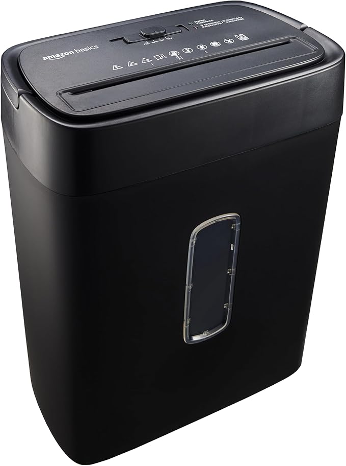Amazon Basics Cross Cut Paper and Credit Card Shredder, 12 Sheet (New Model), Black-Mewly Pet