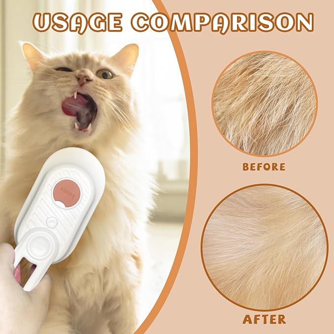 Spritz Defur Comb for Cats, New 3-in-1 Cat Steam Brush for Massaging and Cleaning Shedding Pets, Comb for Long and Short Hair Cats and Dogs Grooming Tool (White)-Mewly Pet