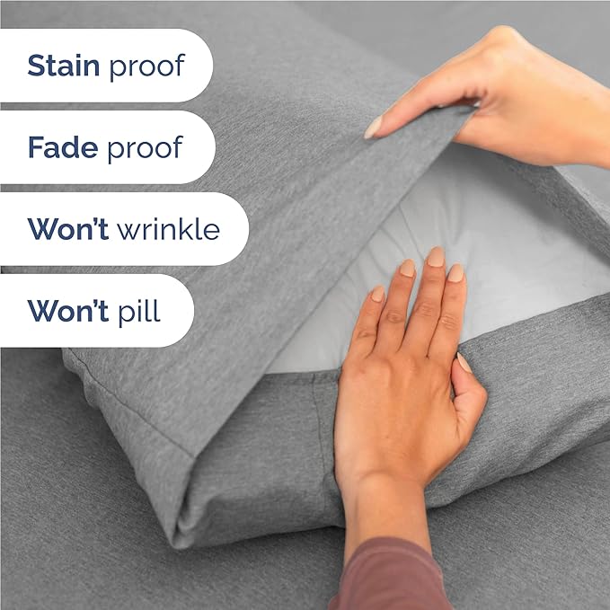 Twin XL 4 Piece Sheet Set - Comfy Breathable & Cooling - Soft Hotel Luxury Bedding Set with 8-16 Inch Deep Pockets - 1 Flat & 1 Fitted Sheet & 2 Pillowcases - Wrinkle Free & Easy Care - Heathered Grey