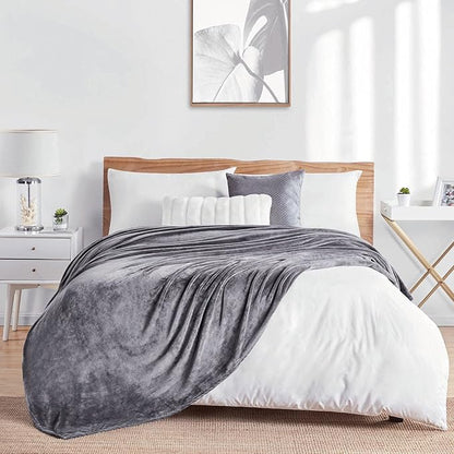 Walensee Fleece Blanket Plush Throw Fuzzy Lightweight (XL-Twin Size 66x90 Dark Grey) Super Soft Microfiber Flannel Blankets for Couch, Bed, Sofa Ultra Luxurious Warm and Cozy for All Seasons