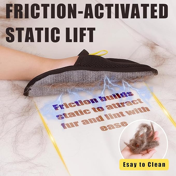 Pet Hair Removal Glove for Furniture, Carpet, Clothes and Car Seats, Electrostatic Cat & Dog Hair Removal Tool, Eco-Friendly Reusable Pet Hair Remover Glove with Silvervine Sticks (2 Gloves & 1 Stick)-Mewly Pet