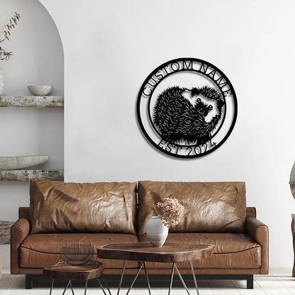 Custom Hedgehog Metal Sign, Personalized Hedgehog Metal Wall Art,Hedgehog Lovers Gift Metal Kid Room Decor,Personalized Hedgehog Lover Name Sign,Kid Nursery Decoration (Style C)