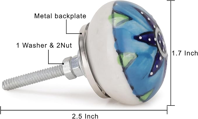 Cabinet Multicolor Assorted Ceramic Drawer Pull Handle Kitchen Cupboard Wardrobe Knob Boho Room Decorative Furniture Hardware Dresser Drawers Knobs-Pack of 25
