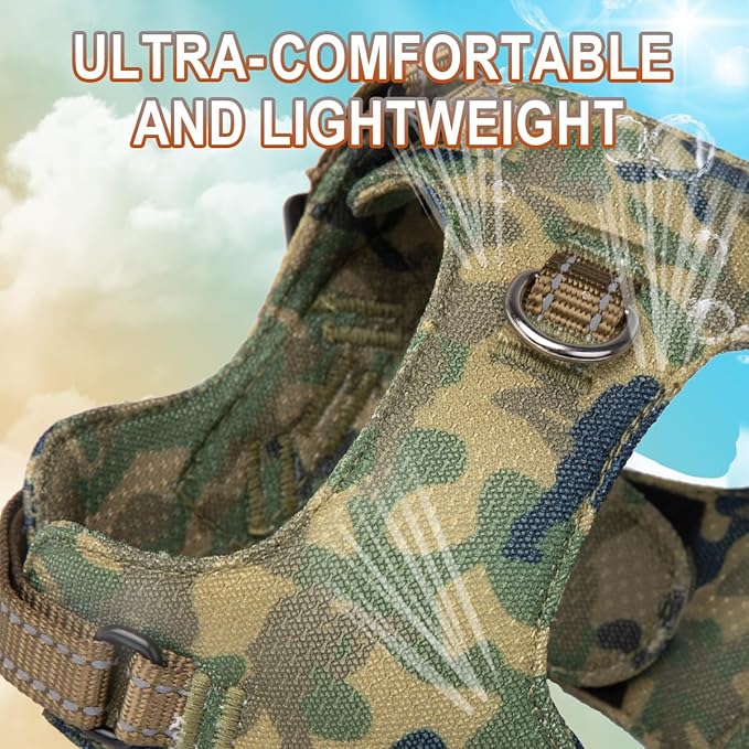 Dog Harness Step in Dog Vest Harness, Reflective Adjustable Puppy No Pull Harness Breathable Soft for Small and Medium Dogs Cats, Camo, XS-Mewly Pet