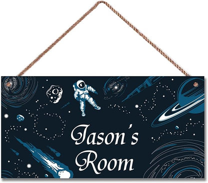 Personalized Space Decor for Boys Room Outer Space Theme Room Decor for Boys,Astronaut Wall Art Decor for Kids Room Boys Bedroom Comet Nursery Playroom