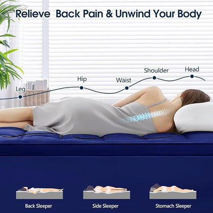 Mattress Topper Short Queen Size, CYMULA PillowTop Mattress Pad Cover for Bed Back Pain, Cooling Mattress Protector Extra Thick Firm Soft Floor Fill Overfilled with 8-21 Inch Deep Pocket, 60"x75"Navy