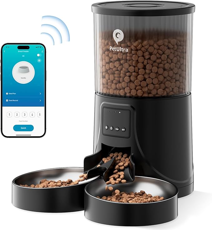 Automatic Cat Feeder for 2 Cats: Cat auto 2.4G WiFi - Timed Smart App Control 1-10 Meals| Automatic Pet Feeder for Cats and Small Dog Indoor- Dual Power& Detachable Clean-Mewly Pet
