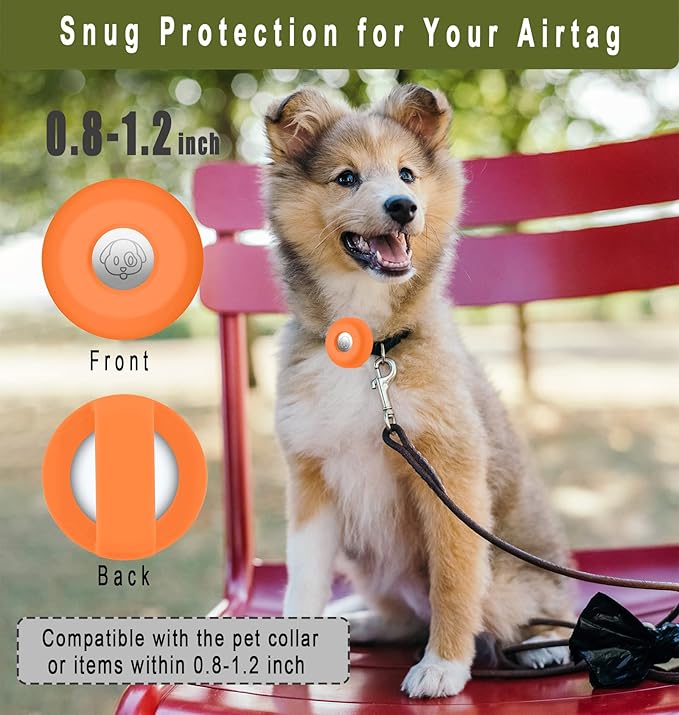 Airtag Holder for Dog Collar, Cibaabo Silicone Air Tag Case Cover Compatible with Apple Airtags for 0.8-1.2inch Cat Pet Collar Harness Loop-Mewly Pet