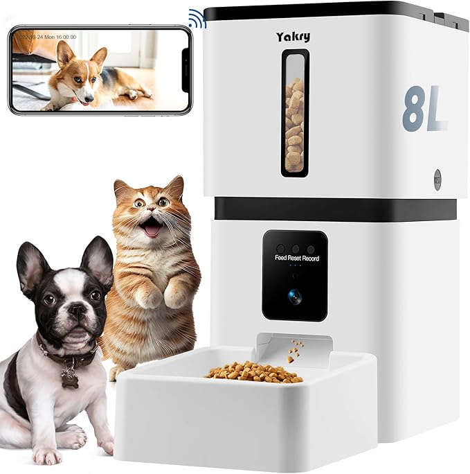 Automatic Dog Feeder with Camera WiFi: 33 Cups 5G App Control Easy Setup Cat Food Dispenser - HD 1080P Video Recording Timed Pet Feeder for Cat Dog Small-Pet-Mewly Pet