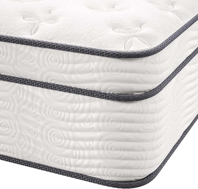 Modway Jenna 14” Innerspring and Memory Foam California King Mattress With Individually Encased Coils, White