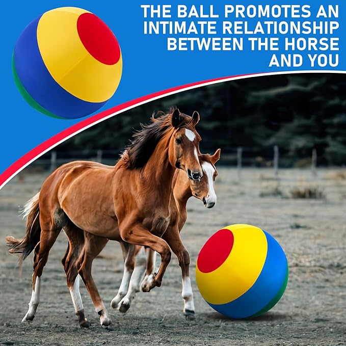 40inch Giant Herding Ball with Ball Cover Anti Burst Please Watch VCR for How to Inflation Horse Toys for Horses Stall Entertainment Play, Pump Included (Mixed Color,Classic)-Mewly Pet