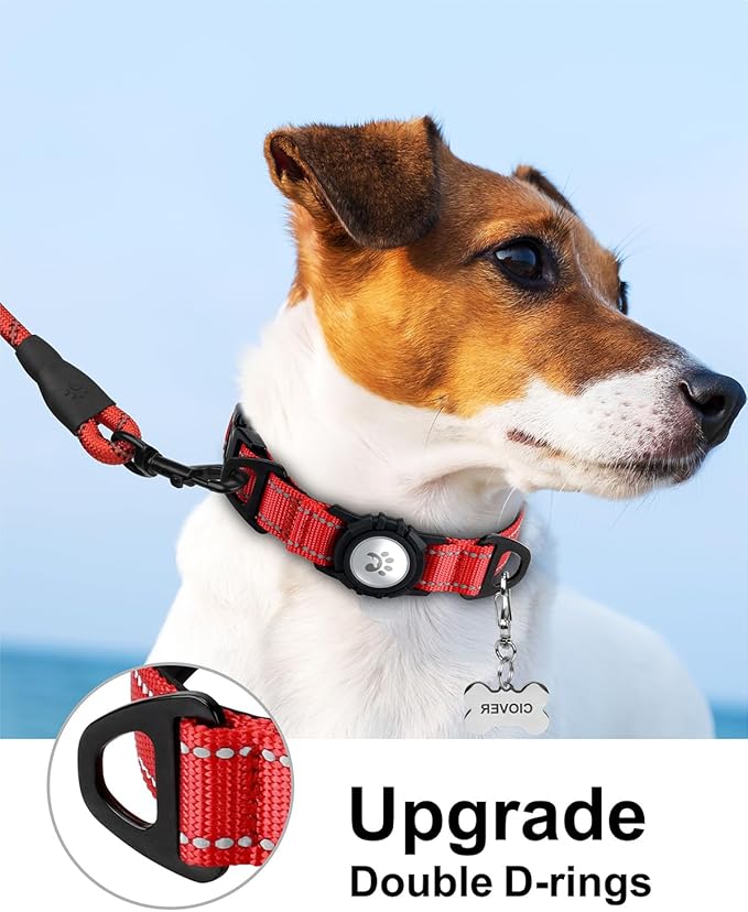 TagME Airtag Dog Collar,Waterproof Reflective Pet Collar with Airtag Holder,Soft Padded and Double D-Rings for Small Dogs,Red-Mewly Pet