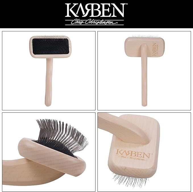 Chris Christensen Karben II Slicker Brush for Dogs, Groom Like a Professional, Ideal For All Coat Types, Remove Shedding Coat, Tangles and Dead Undercoat, 17 mm Stainless Steel Pins, Small-Mewly Pet
