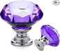 Ravinte 10 Pack Purple Crystal Knobs for Dresser Drawers Glass Cabinet Knobs Diamond Shaped Drawer Knobs - 30 mm Knobs with Silver Base