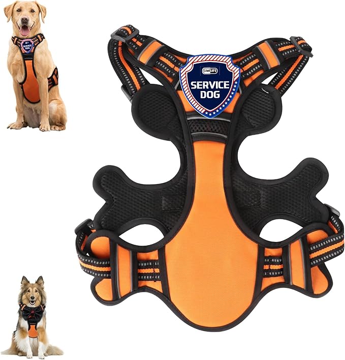 Dog Harness, Adjustable Reflective Dog Vest No Pull Dog Harness with Badge and Bow Tie for Puppy Small Medium Large Dogs-Mewly Pet
