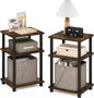 Furinno JUST Side Table Set of 2, 3-Tier End Tables, Open Shelves Night Stand, Nightstand, Toolless Assembly, for Living Room, Bedroom, Amber Pine