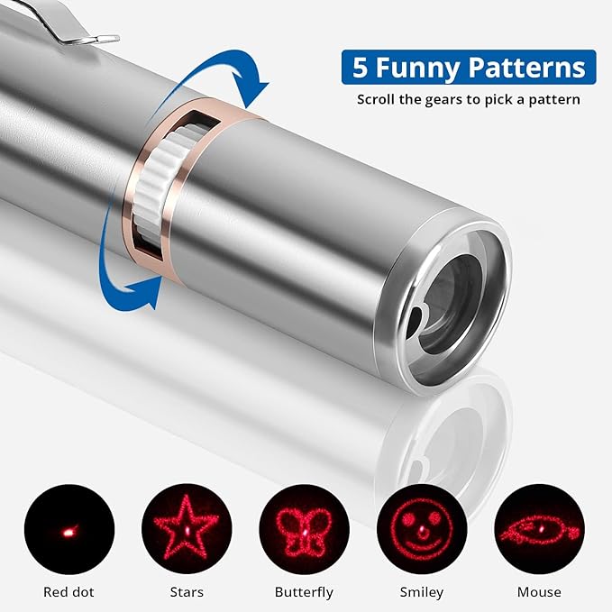 TBTeek Cat Toys for Indoor Cats, 2 Pieces, Rechargeable, 7 Adjustable Patterns, Interactive Kitten Pet Dog Red Dot Chase Light Toy for Cats Fun Playing Exercise…-Mewly Pet