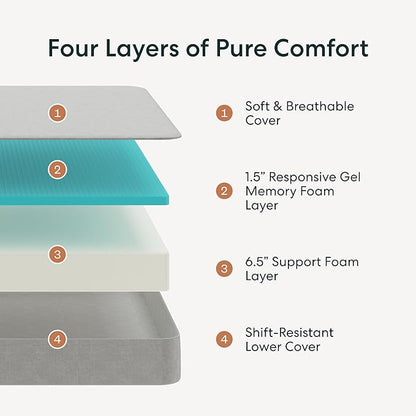 Siena 8” Full Mattress with Adjustable Base - Head & Foot Incline - Medium Firm Gel Memory Foam - Premium Pressure Relieving Layers - Wireless Remote with Memory - Zero Clearance - Zero Gravity