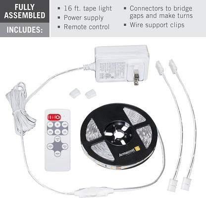 Armacost Lighting 421500 RibbonFlex Soft White LED Tape Light Kit with Remote, 16 ft, 3000k
