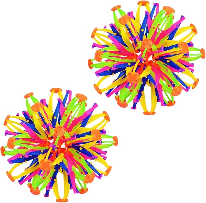 2Pcs Colorful Sphere Expandable Breathing Balls Fidget Toy-Stress Reliever ,Collapsible Expanding Magic Ball Toys from 6" to 12"for Kids & Adults Mindfulness Meditation Practices,Yoga -ADHD-Mewly Pet