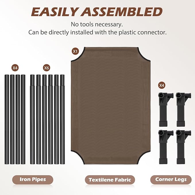 Heeyoo Elevated Dog Bed, Cooling Raised Pet Cot with Chew Proof Washable Breathable Mesh and Metal Frame, Portable Dog Cot Bed with No-Slip Feet for Outdoor or Indoor Use-Mewly Pet