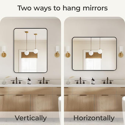 USHOWER Black Bathroom Mirrors for Over Sink 30 x 40 Inch, Metal Frame Rectangle Vanity Mirror, Modern Farmhouse, Wall Mounted for Bedroom, Living Room, Entryway Remodel & Upgrade