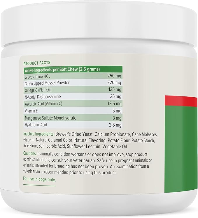 YuMOVE Hip & Joint Supplement for Dogs with Glucosamine, Hyaluronic Acid, Green Lipped Mussel & Omega 3 Joint Supplement - Regular or Advanced Strength (90ct, Advanced Vet Strength Soft Chews)-Mewly Pet