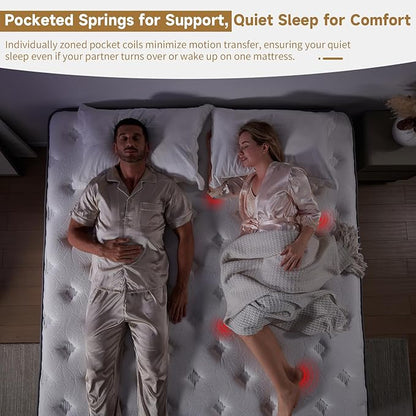Full Size Mattress 12 Inch, Hybrid Memory Foam Mattress with Zoned Pocket Coils Support and Motion Isolation Design, Strengthen Edge Support,CertiPUR-US Certified, Medium Firm in a Box