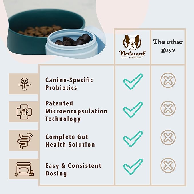 Natural Dog Company Gut Health & Probiotic Chews for Dogs (45 Ct), Prebiotics, Digestive Enzymes & Canine Specific Probiotics for Digestion, Gas, Loose Stool & Immune System Support, 1 Chew Daily-Mewly Pet