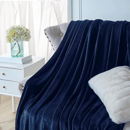 Walensee Fleece Blanket Plush Throw Fuzzy Lightweight (XL-Twin Size 66x90 Navy Blue) Super Soft Microfiber Flannel Blankets for Couch, Bed, Sofa Ultra Luxurious Warm and Cozy for All Seasons
