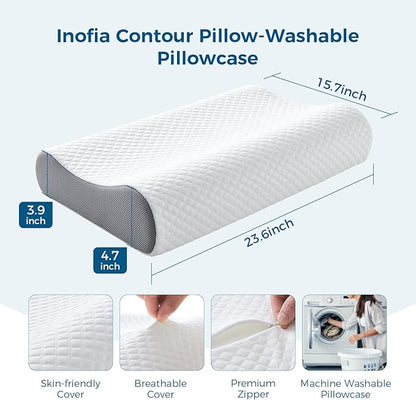 Inofia 12 Inch Twin XL Mattress in A Box, Memory Foam Ergonomic Pillow Included, Medium Firm Feels, Low Motion Transfer, Full Body Support and Release for All Sleeper