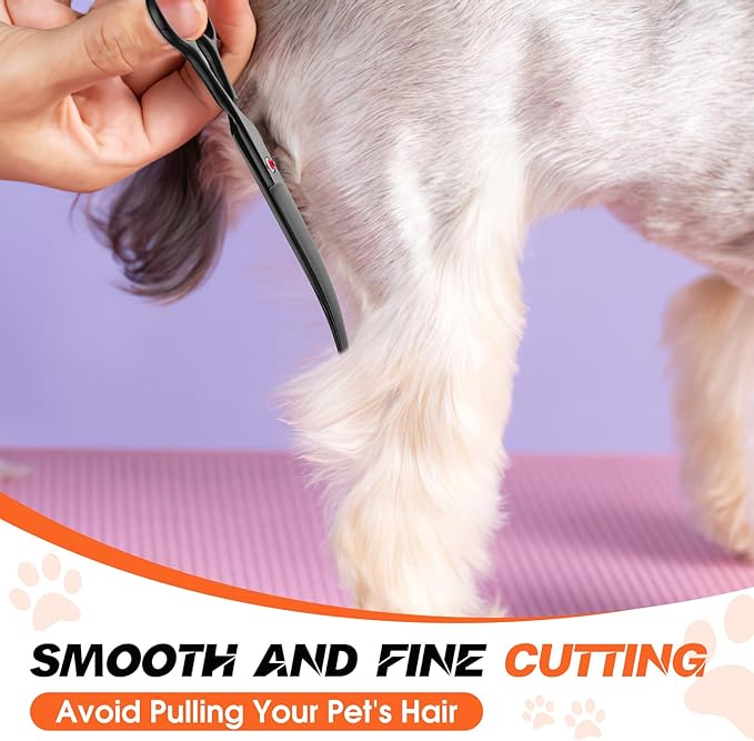 JASON 7.5" Dog Grooming Scissor - Professional Down-curved Shear with Ergonomic Handle Japanese Stainless Steel Hair Scissor for Dogs, Cats and Other Pets, Sharp (Down-curved, Black)-Mewly Pet