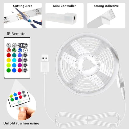 PANGTON VILLA Led Strip Lights 8.2ft for 40-60in TV, USB LED TV Backlight Kit with Remote - 16 Color 5050 LEDs Bias Lighting for HDTV