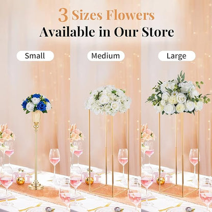 NUPTIO Flower Ball Arrangement Bouquet - 10 Pcs 9.5 inch Diameter Royal Blue Fake Flowers Roses Balls for Centerpieces Tables - Artificial Rose Arrangements for Wedding Centerpiece Table Decorations