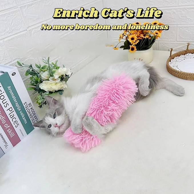 Catnip Toys with 3Pcs Cat Toys - Skin-Friendly Pillow Kicker Toy for Indoor Cats with Crinkle Paper, Catnip & Teething Soother (Pink/Green/Blue)-Mewly Pet