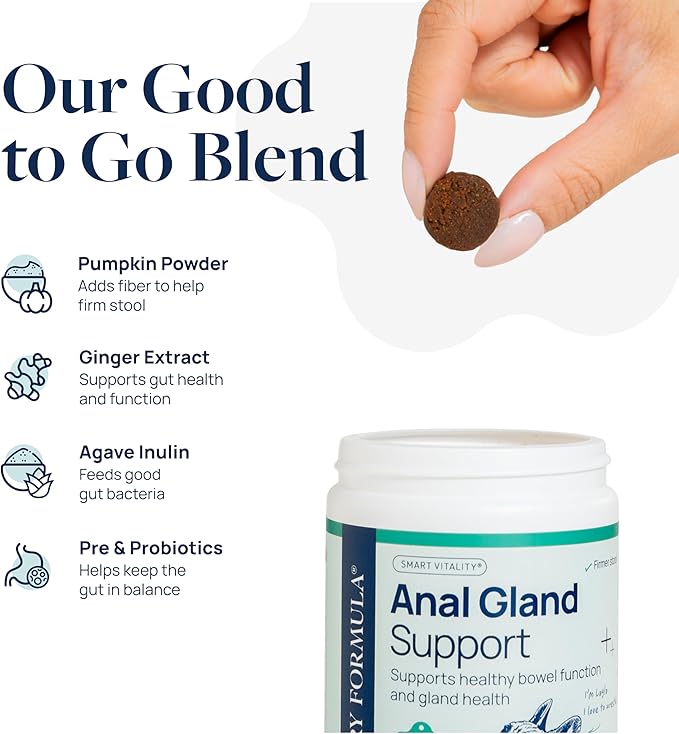 Veterinary Formula Anal Gland Support for Dogs – Vet-Formulated No Scoot Chews with Pumpkin, Ginger, Agave Inulin & Probiotics – Supports Scooting, Stool Quality & Digestive Health, 60 Soft Chews-Mewly Pet
