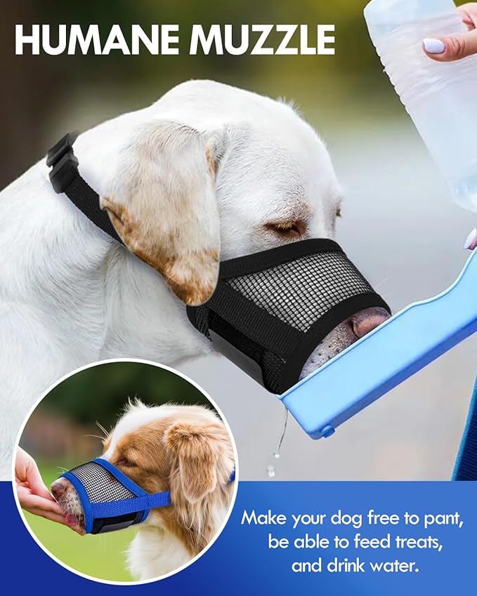Dog Muzzle, Soft Air Mesh Muzzle for Small Medium Large Dogs Anti Biting Barking Chewing, Breathable Drinkable Adjustable Loop Pets Muzzle for German Shepherd Husky Labrador Retriever (Black,M)-Mewly Pet