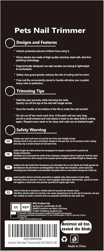 gonicc Professional Small Dog and Cat Nail Clippers Sharp Stainless Steel Pet Nail Trimmers(with Free Nail File in Handle), with Safety Guard to Avoid Overcutting-Mewly Pet